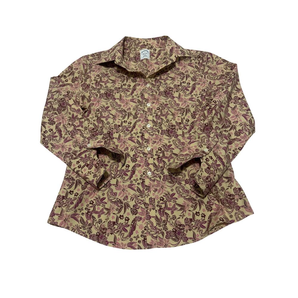 Brooks Brothers Floral Pink Paisley Silk Cotton Blend Button-up No Iron Shirt 4